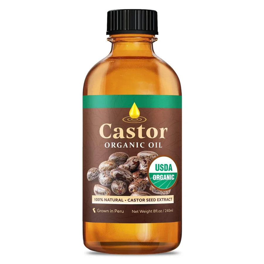 Organic castor oil bottle
